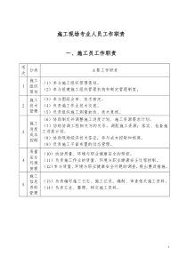 施工现场专业人员工作职责