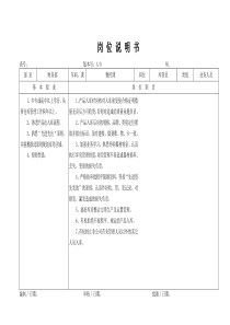 某大型摩配企业库管员岗位说明书