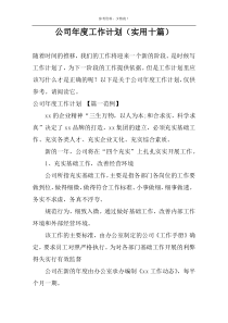 公司年度工作计划（实用十篇）