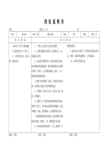 某大型摩配企业钳工岗位说明书