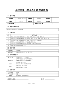 某房地产公司工程内业（总工办）岗位说明书