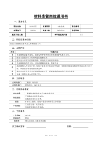 某房地产公司材料库管岗位说明书