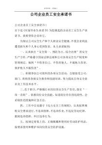 公司企业员工安全承诺书