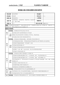 某高速公路公司政治部部长岗位说明书