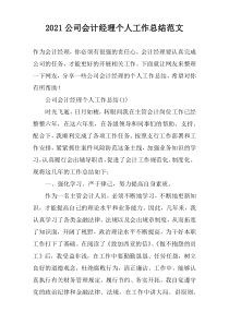 2022公司会计经理个人工作总结范文