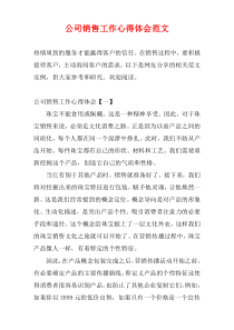 公司销售工作心得体会范文