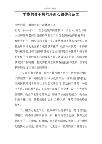 学校的骨干教师培训心得体会范文