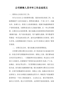 公司销售人员半年工作总结范文