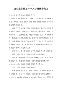 公司业务员工作个人心得体会范文