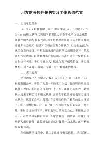 用友财务软件销售实习工作总结范文