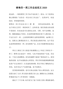 销售员一周工作总结范文2022