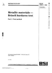 BS EN 10003-1-1995 metallic materials-Brinell hard