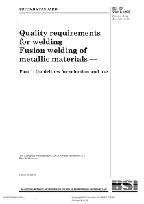 BS EN 729-1-1995 Quality requirements for welding 