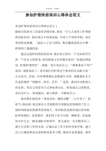 参加护理岗前培训心得体会范文