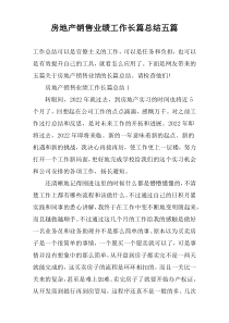 房地产销售业绩工作长篇总结五篇