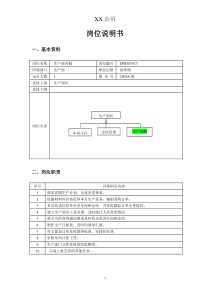 生产部内勤岗位说明书