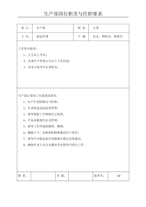 生产部岗位职责及任职要求