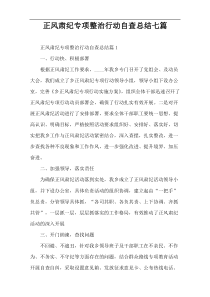 正风肃纪专项整治行动自查总结七篇