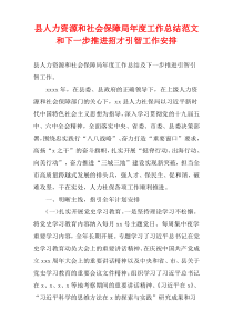 县人力资源和社会保障局最新年度工作总结范文和下一步推进招才引智工作安排