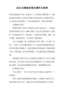 2022红蚂蚁的读后感作文范例