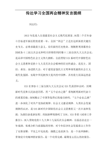 传达学习全国两会精神发言提纲