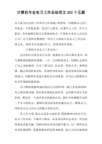 计算机专业实习工作总结范文202十五篇