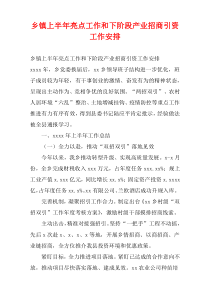 乡镇上半年亮点工作和下阶段产业招商引资工作安排