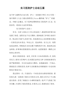 实习医院护士总结五篇