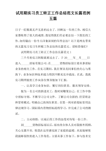 试用期实习员工转正工作总结范文长篇范例五篇