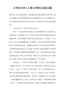 公司实习员工入职工作转正总结五篇