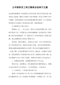 公司称职员工转正精美总结例子五篇