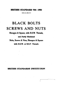 BS 916-1953 Specification for black bolts, screws 