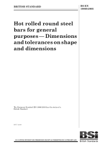 BS EN 10060-2003 Hot rolled round steel bars for g