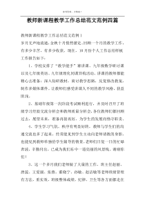 教师新课程教学工作总结范文范例四篇