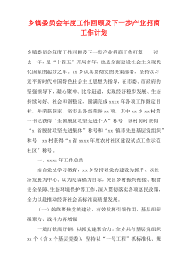 乡镇委员会年度工作回顾及下一步产业招商工作计划