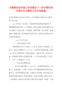 乡镇委员会最新年度工作回顾及下一步开展村居环境卫生大整治工作计划思路