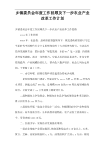 乡镇委员会年度工作回顾及下一步农业产业改革工作计划