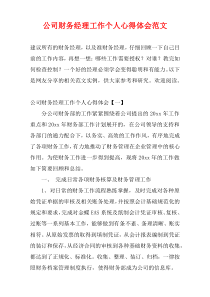 公司财务经理工作个人心得体会范文