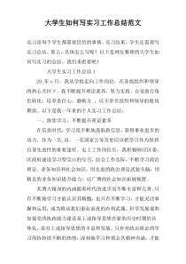 大学生如何写实习工作总结范文