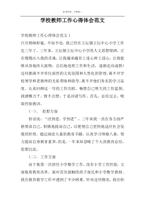 学校教师工作心得体会范文