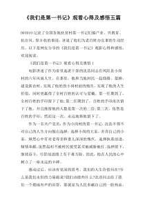 《我们是第一书记》观看心得及感悟五篇