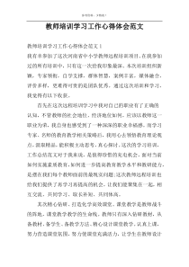 教师培训学习工作心得体会范文