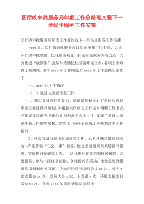 区行政审批服务局最新年度工作总结范文暨下一步民生服务工作安排