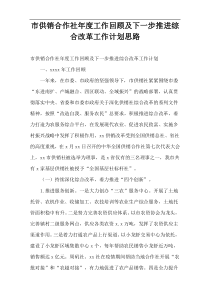 市供销合作社年度工作回顾及下一步推进综合改革工作计划思路