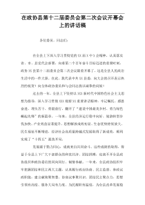 在政协县第十二届委员会第二次会议开幕会上的讲话稿