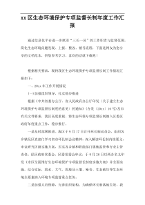 xx区生态环境保护专项监督长制年度工作汇报