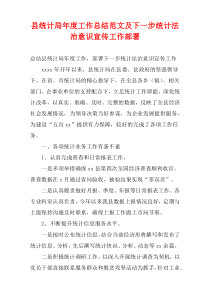 县统计局新编年度工作总结范文及下一步统计法治意识宣传工作部署