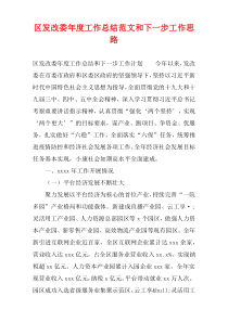 区发改委年度工作总结范文和下一步工作思路