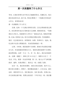 那一次我懂得了什么作文