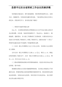 县委书记在全省财政工作会议的演讲稿